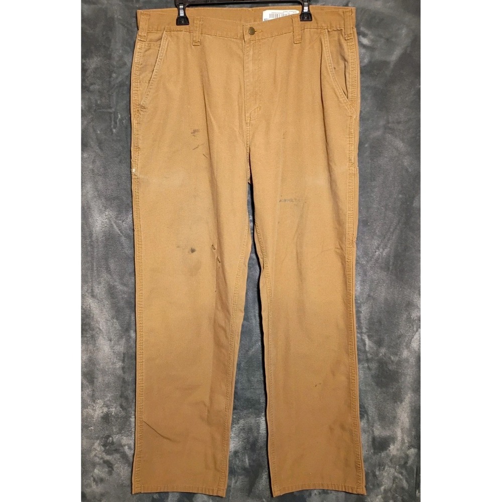 Carhartt Thrashed /Stained Dungaree Fit Workers Pants Tan 38 x 34 Outdoors Work